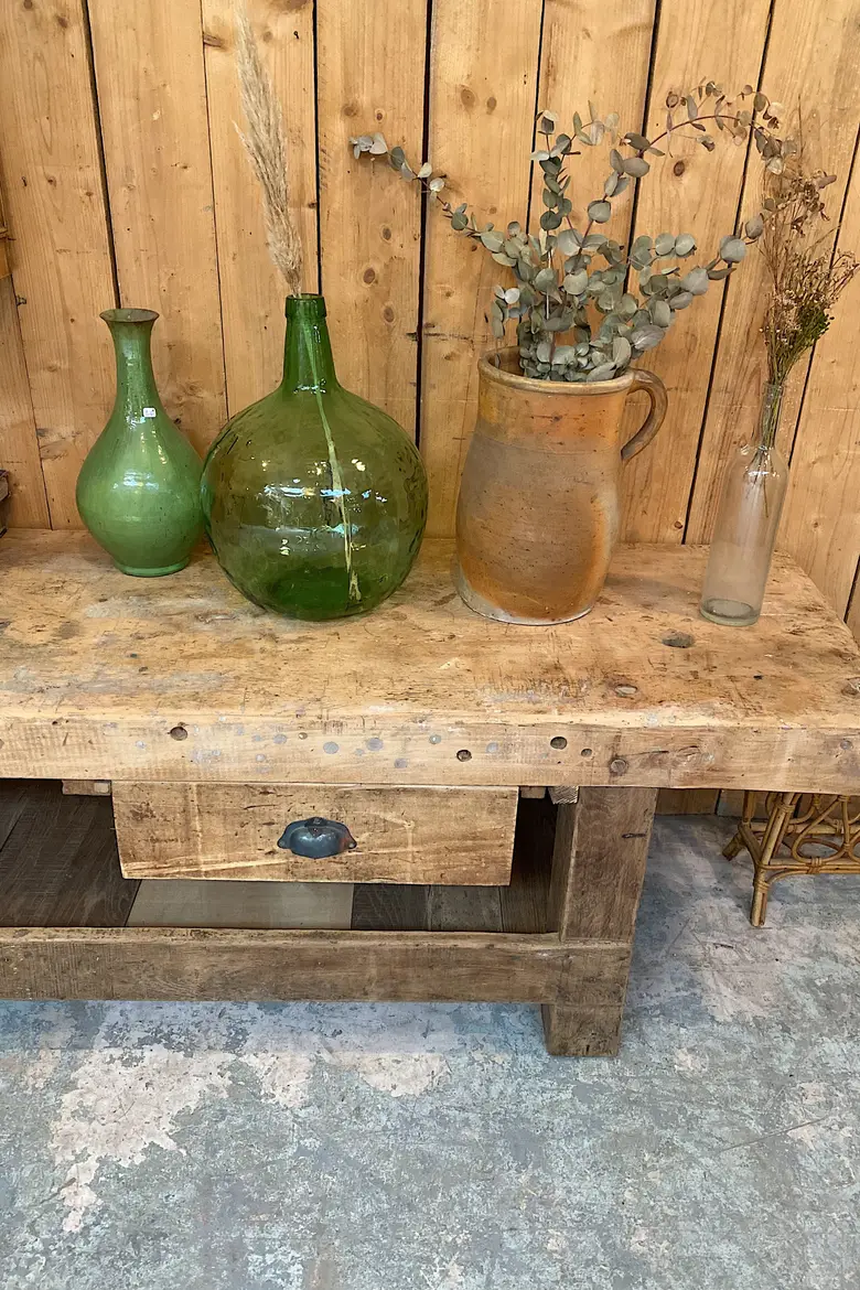 Ancien établi bas en bois Début XXème