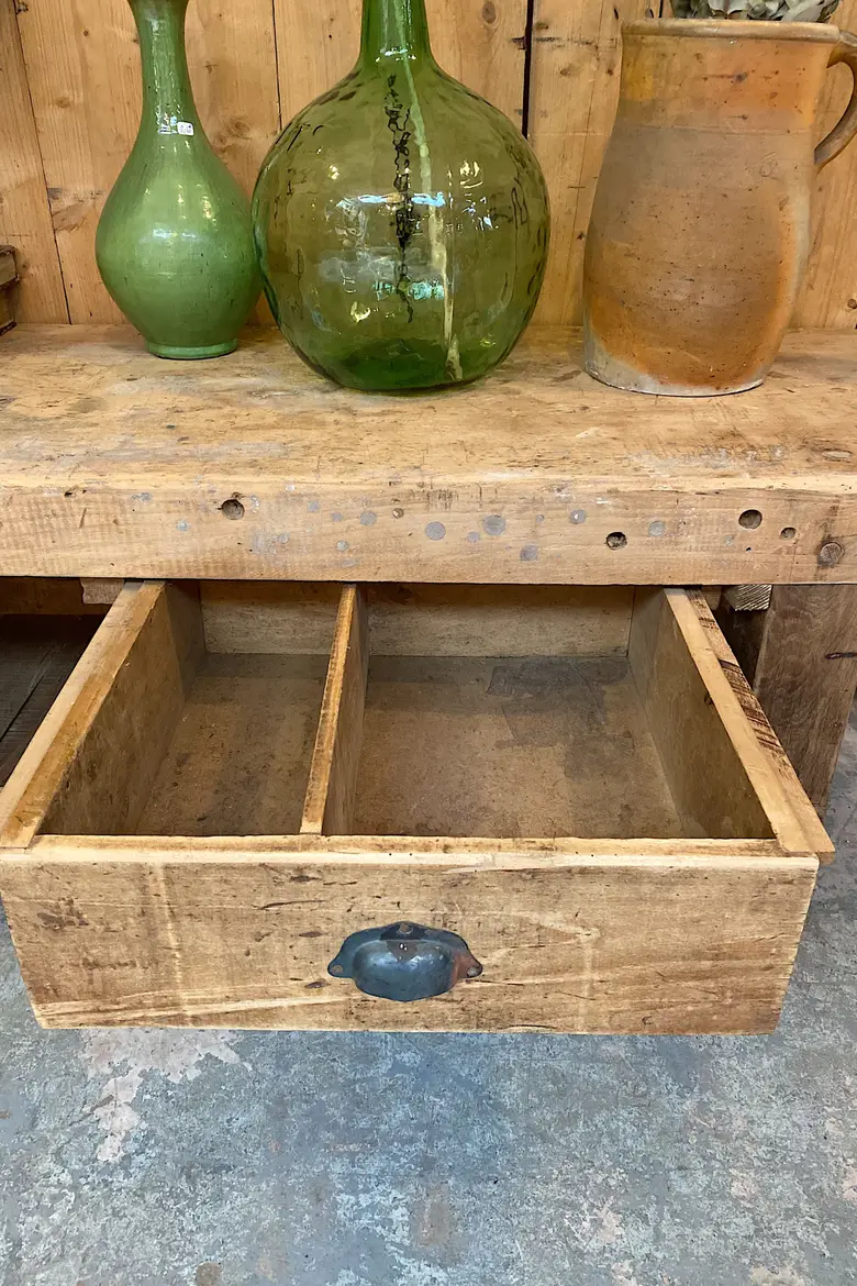 Ancien établi bas en bois Début XXème