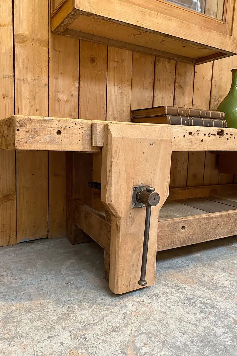 Ancien établi bas en bois Début XXème