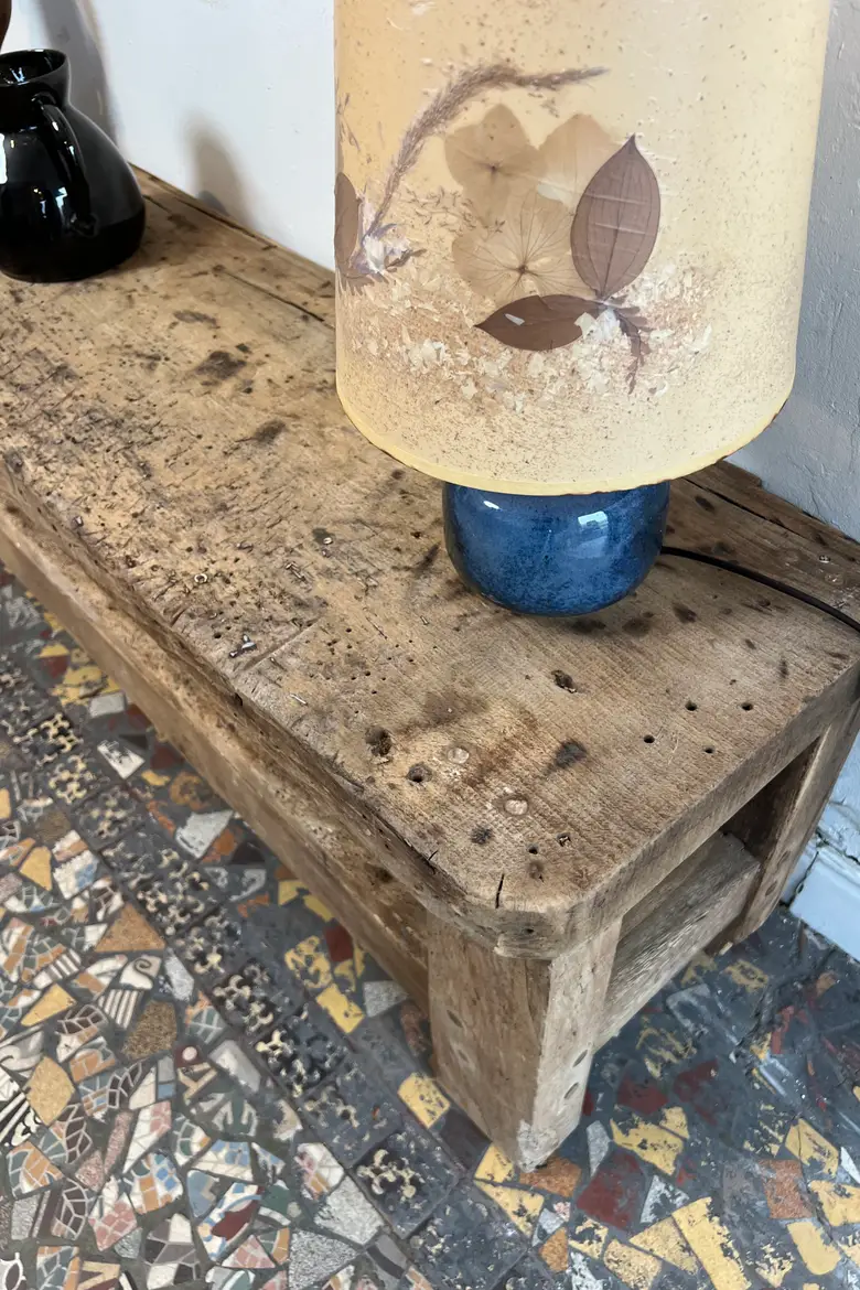 Ancien établi bas en chêne et sapin