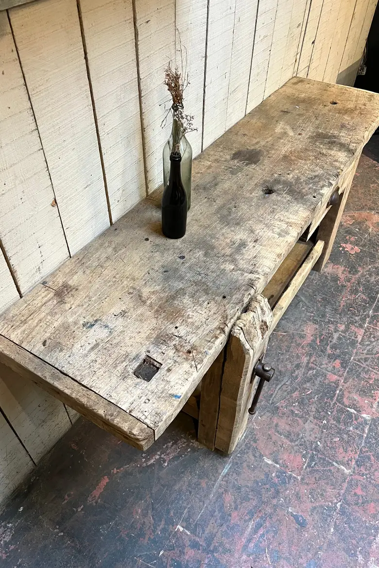 Ancien établi d’atelier en bois Début XXème