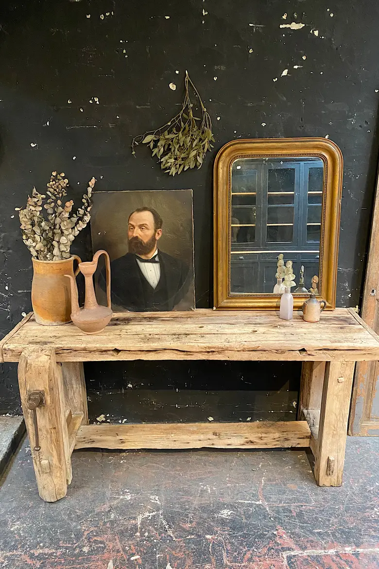 Ancien établi d’atelier en bois Début XXème