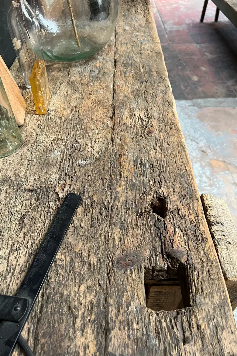 Ancien établi d’atelier  en bois Début XXème