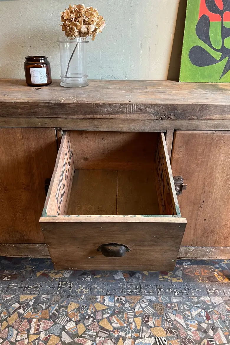 Ancien établi d’atelier en bois Début XXème