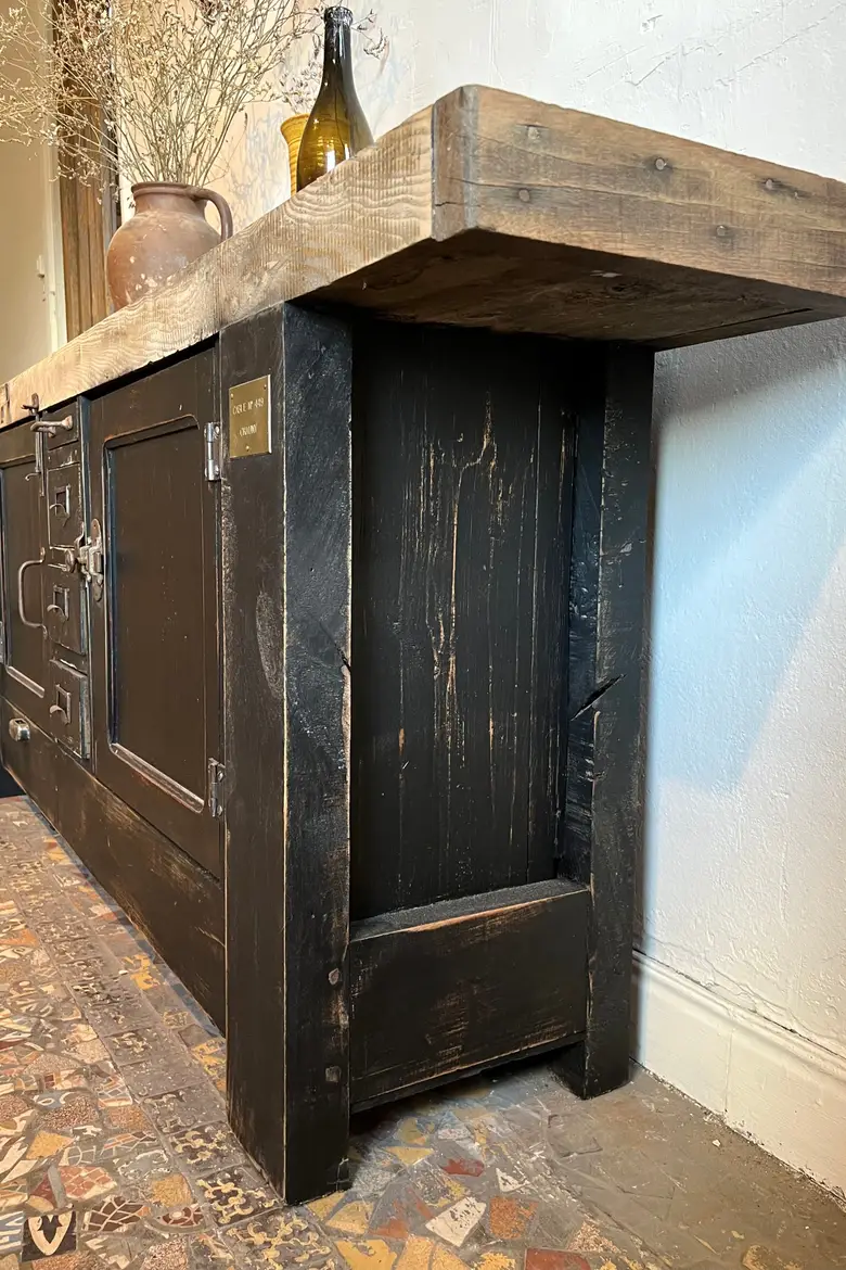 Ancien établi d’atelier en bois Début XXème