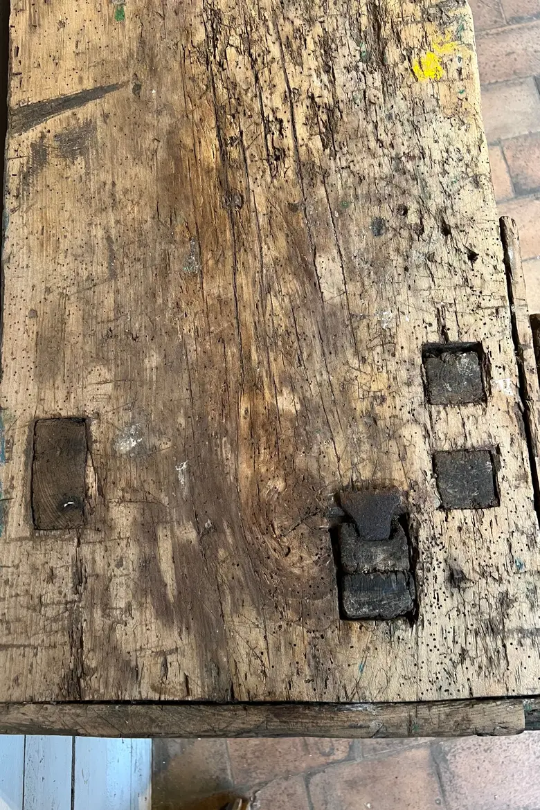 Ancien établi d’atelier en bois Début XXème