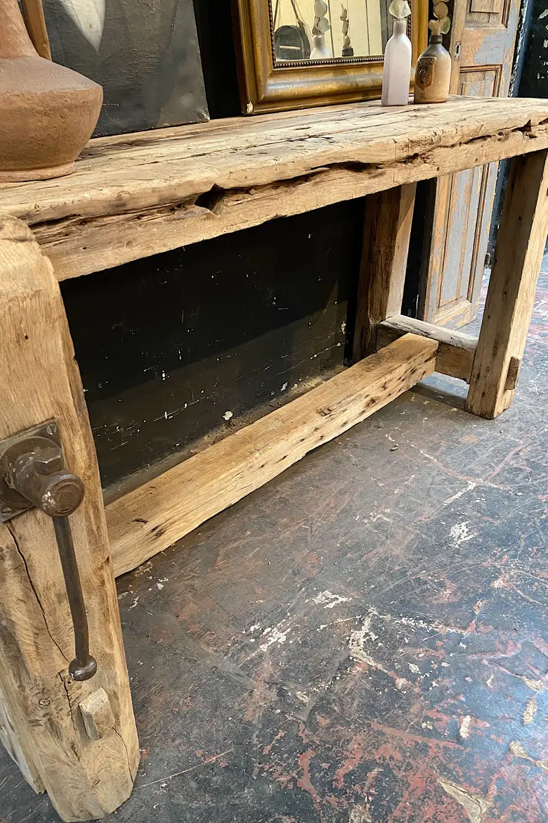 Ancien établi d’atelier en bois Début XXème