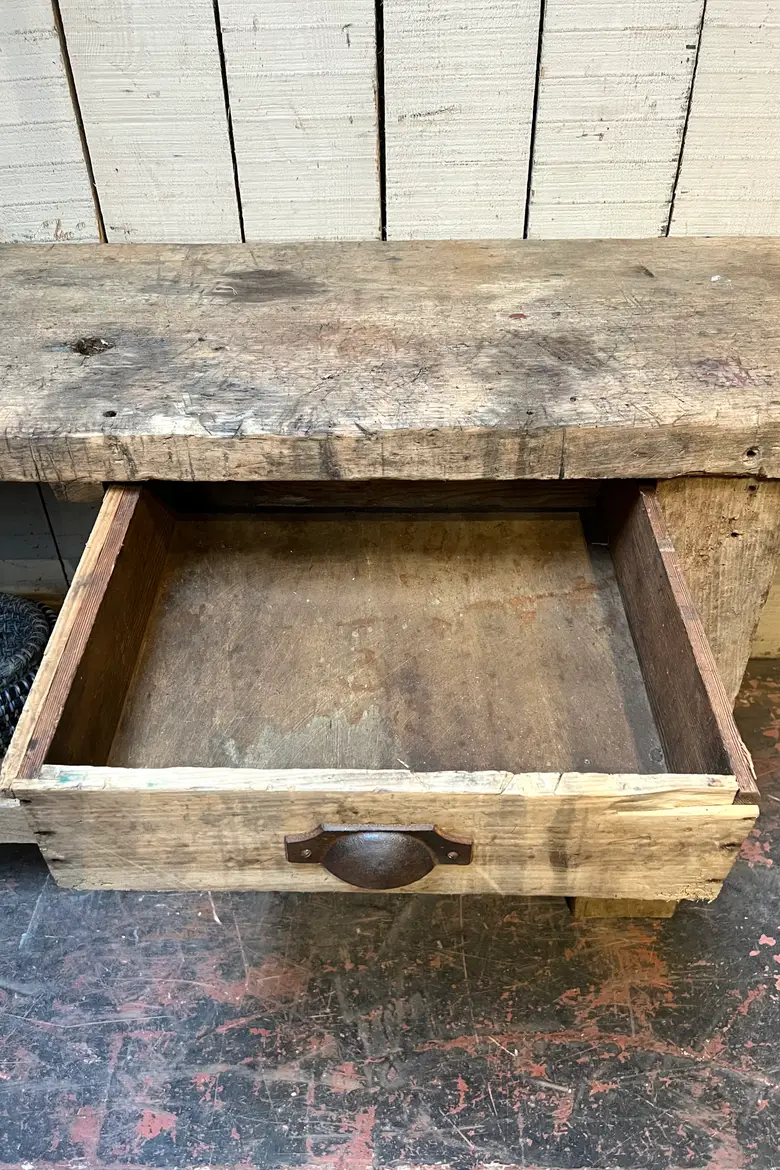 Ancien établi d’atelier en bois Début XXème