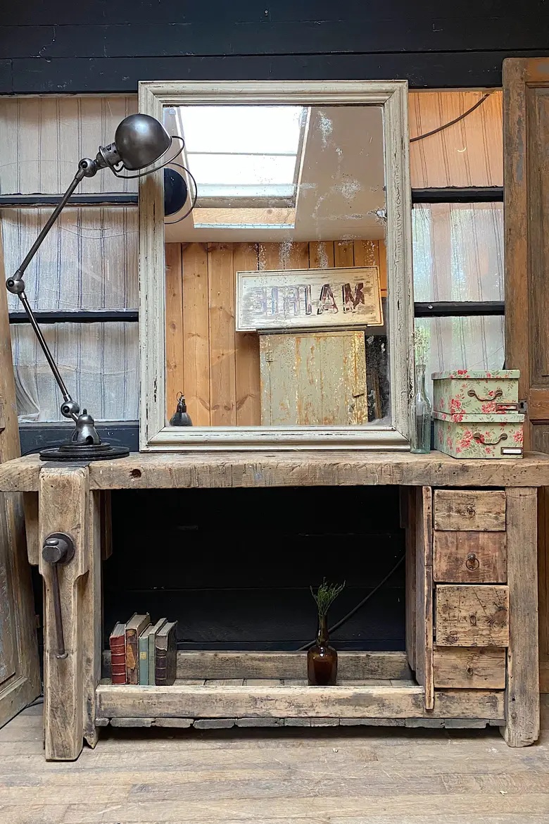 Ancien établi d’atelier en bois Début XXème