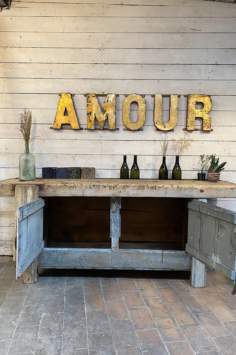 Ancien établi d’atelier en bois Début XXème