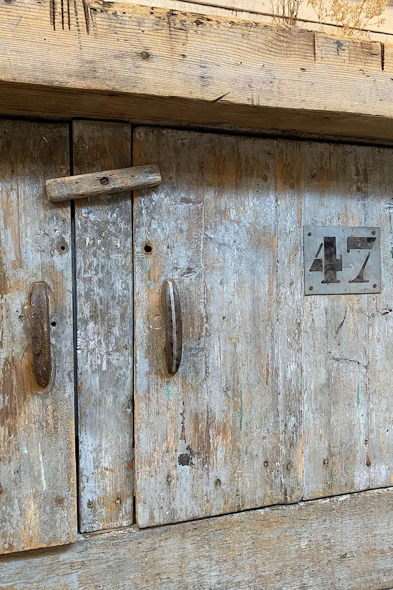 Ancien établi d’atelier en bois Début XXème