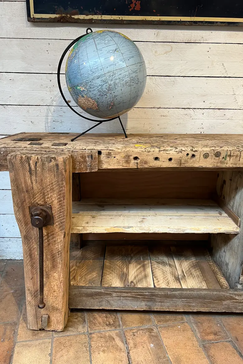 Ancien établi d’atelier en bois Début XXème