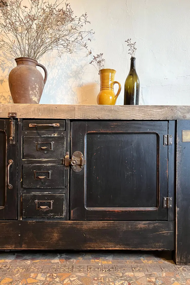 Ancien établi d’atelier en bois Début XXème