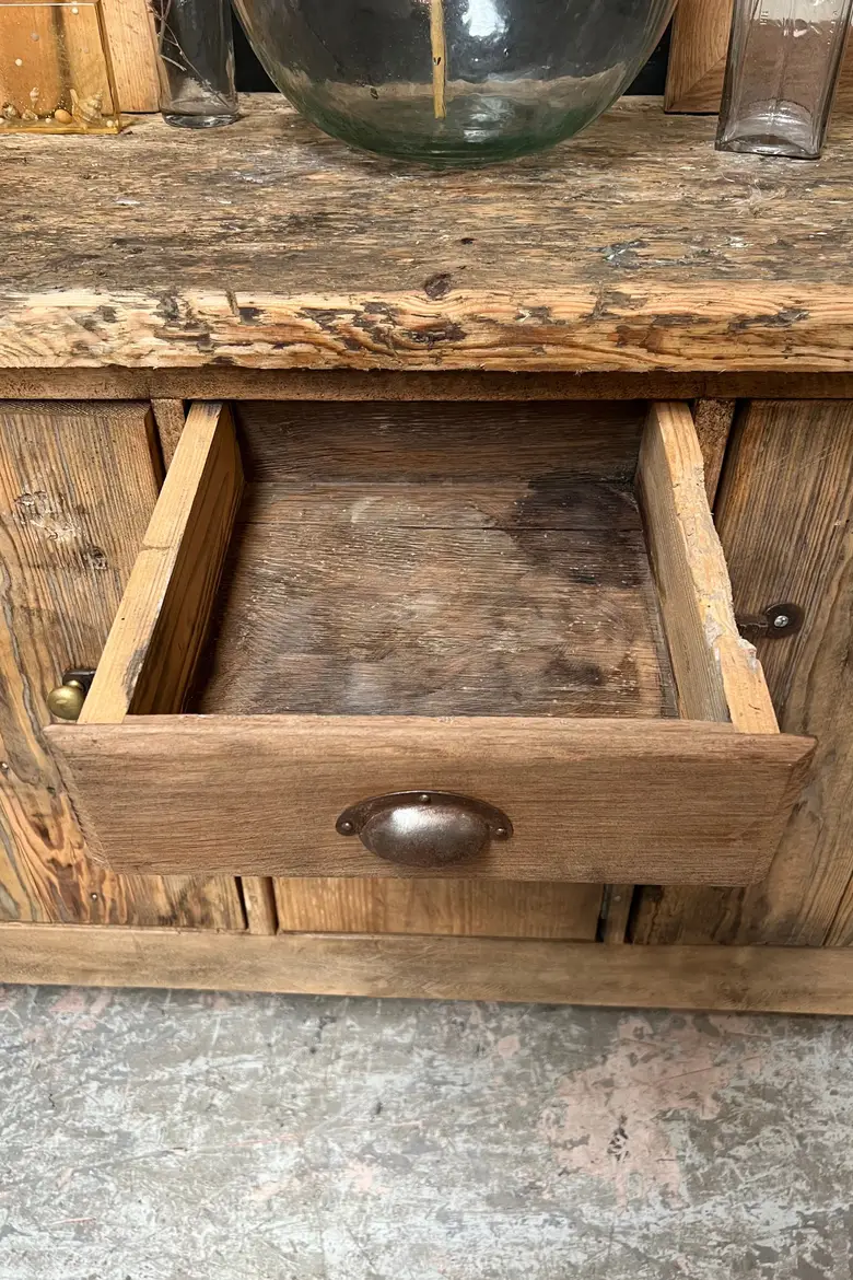 Ancien établi d’atelier en bois Début XXème