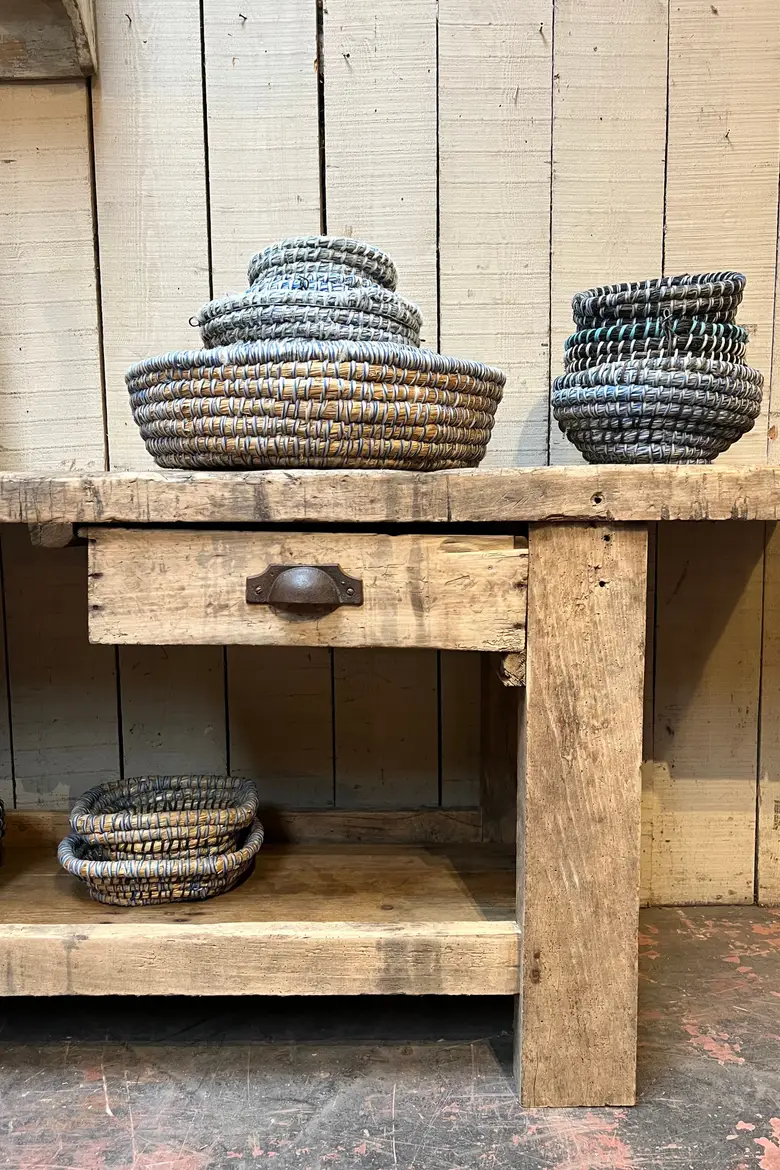 Ancien établi d’atelier en bois Début XXème