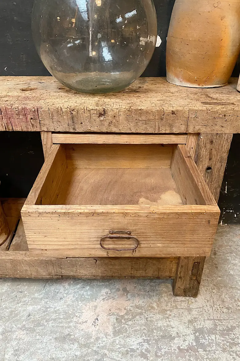 Ancien établi d’atelier en bois Début XXème