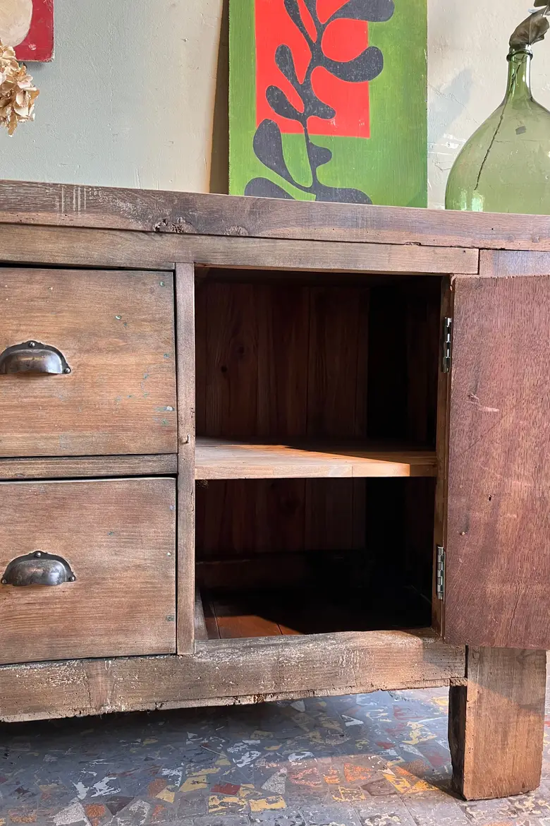 Ancien établi d’atelier en bois Début XXème