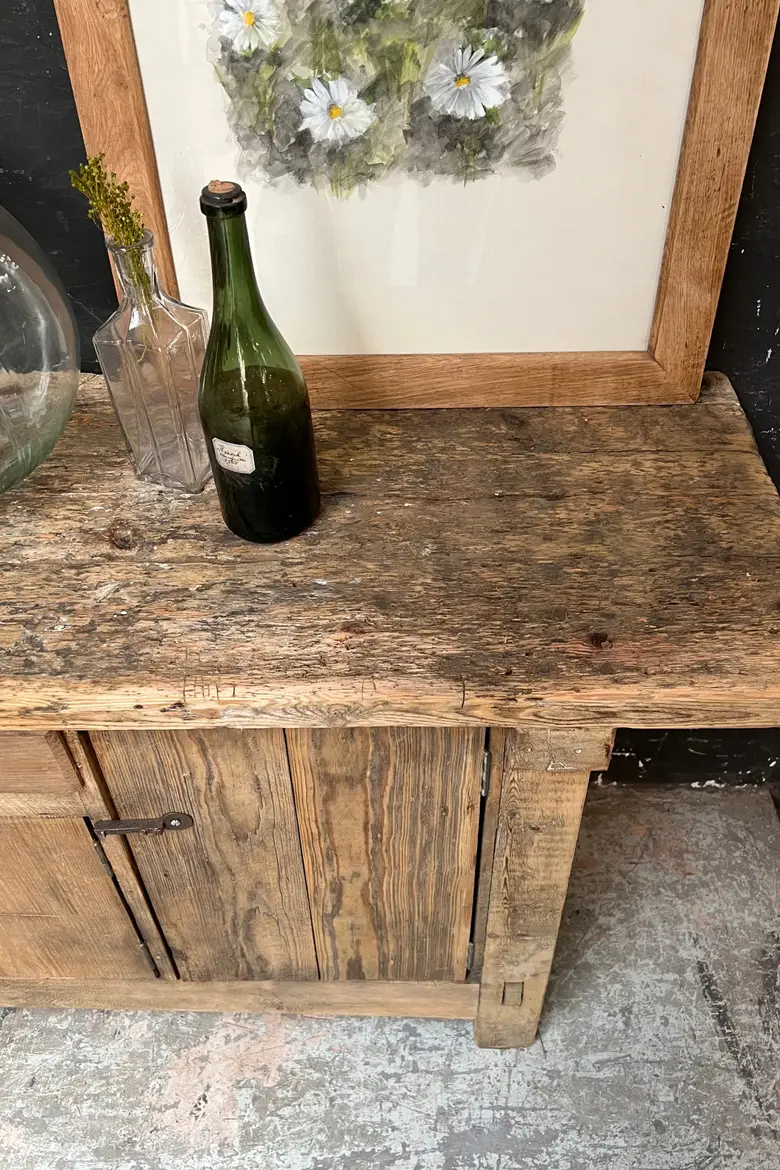 Ancien établi d’atelier en bois Début XXème