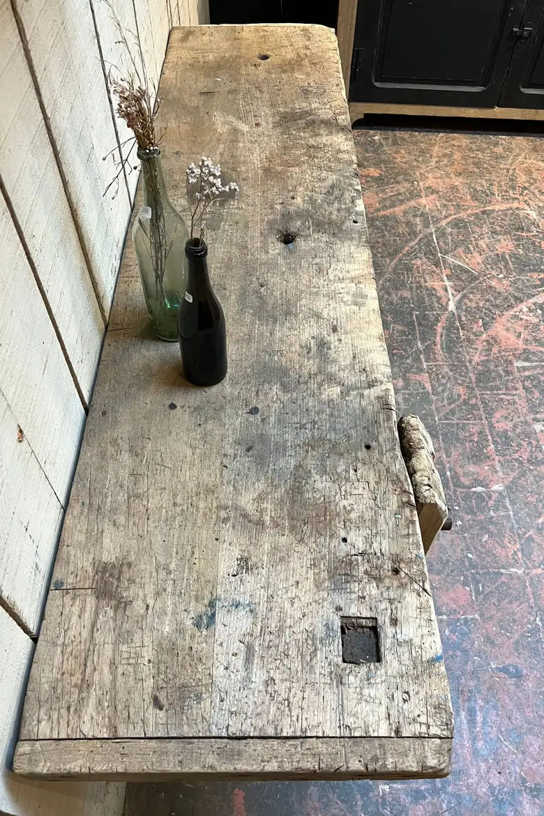 Ancien établi d’atelier en bois Début XXème
