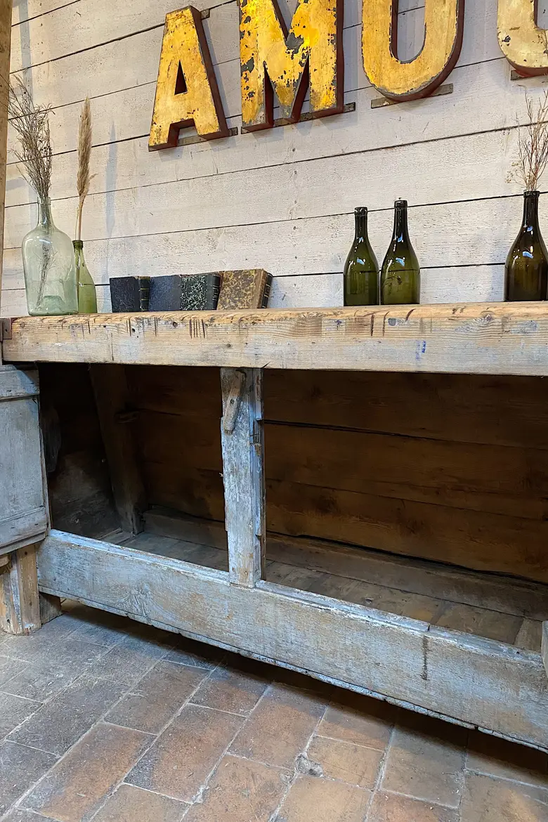 Ancien établi d’atelier  en bois Début XXème
