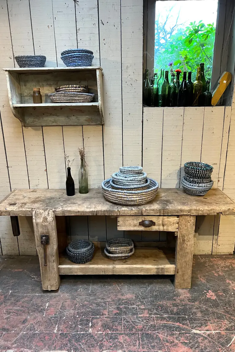 Ancien établi d’atelier en bois Début XXème