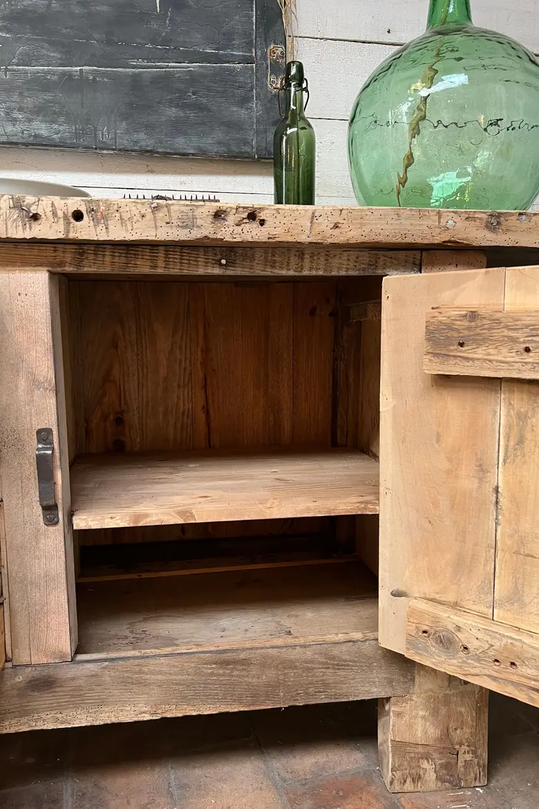 Ancien établi d’atelier en bois Début XXème