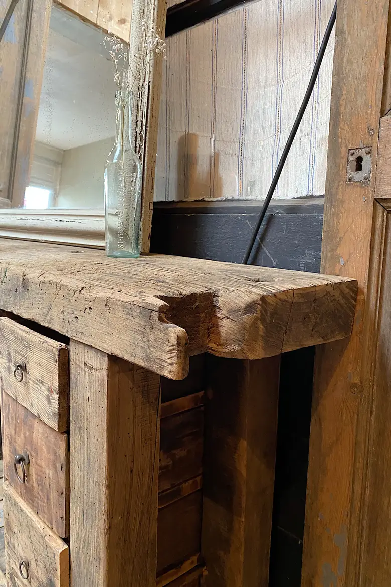 Ancien établi d’atelier en bois Début XXème