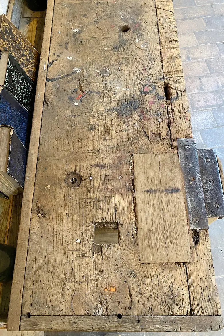 Ancien établi d’atelier  en bois Début XXème