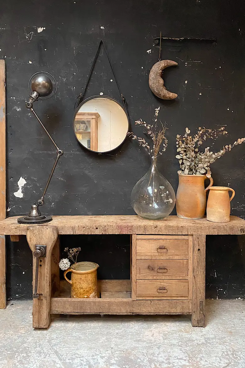 Ancien établi d’atelier en bois Début XXème