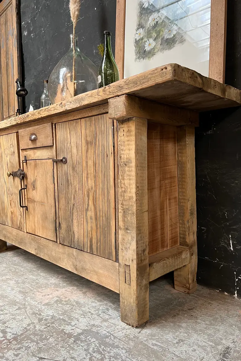 Ancien établi d’atelier en bois Début XXème