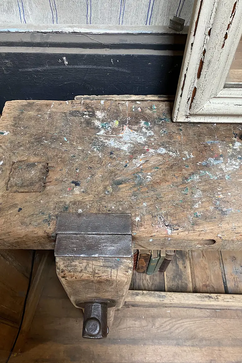Ancien établi d’atelier en bois Début XXème