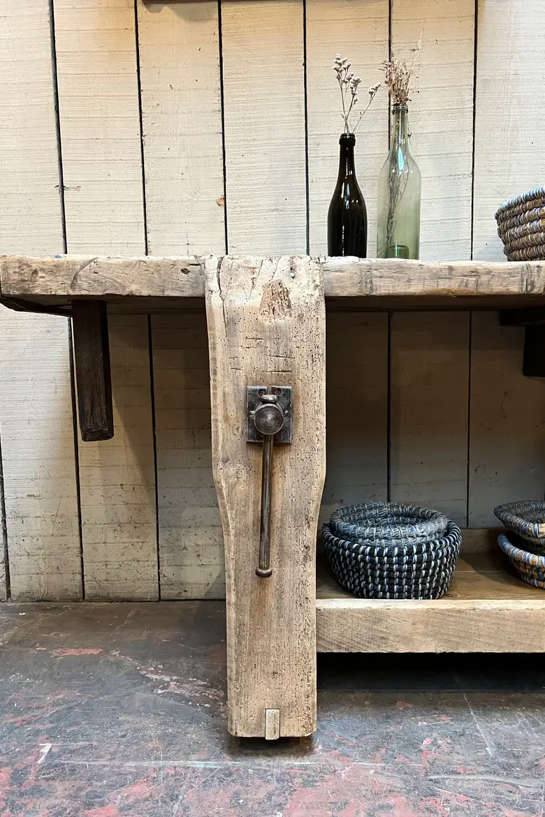 Ancien établi d’atelier en bois Début XXème