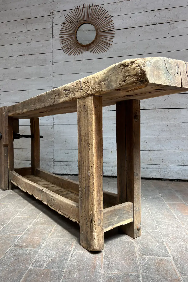 Ancien établi de menuisier en chêne