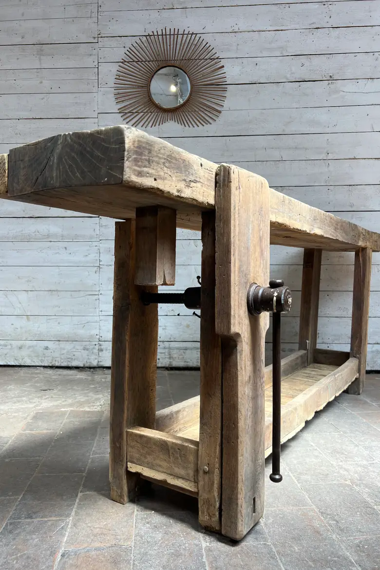 Ancien établi de menuisier en chêne