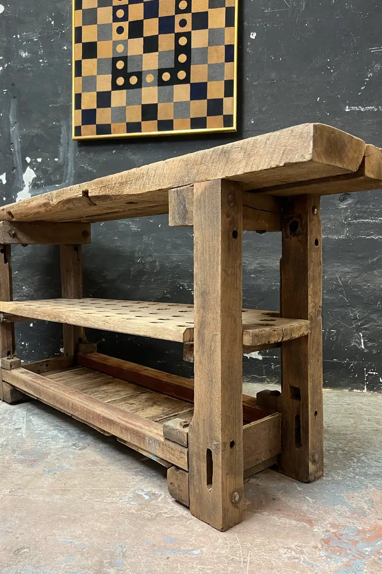 Ancien établi de menuisier en chêne – début XXe siècle