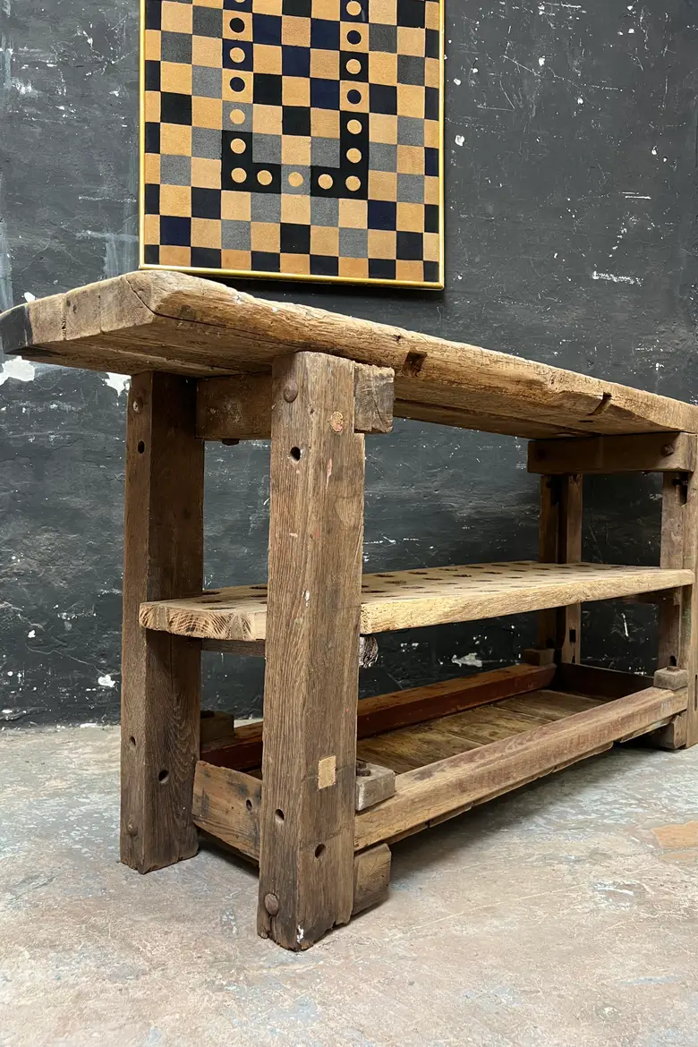 Ancien établi de menuisier en chêne – début XXe siècle