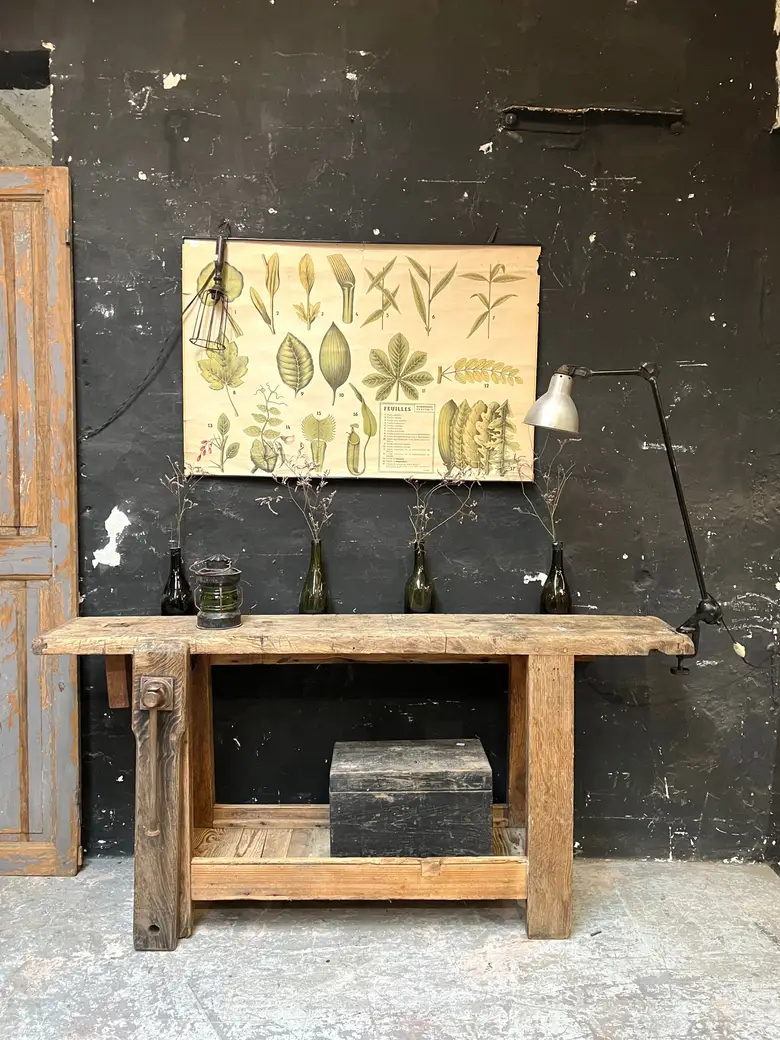 Ancien établi en bois Début XXème double face