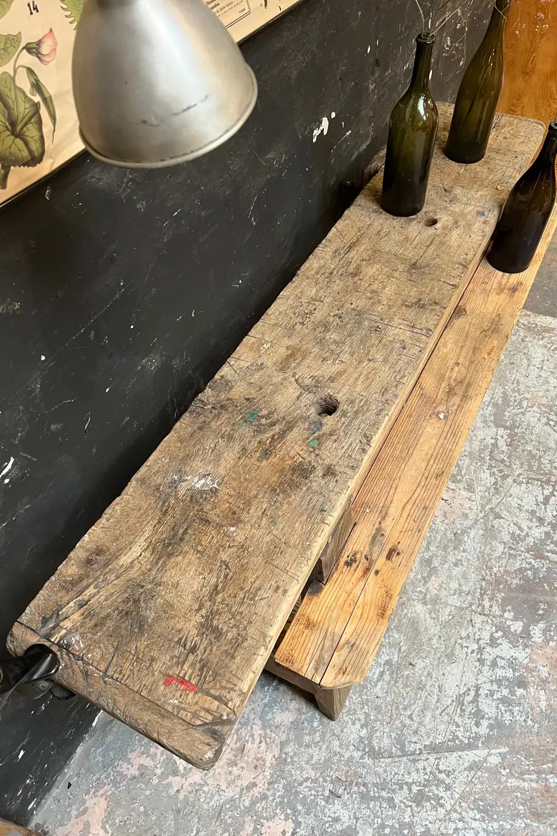 Ancien établi en bois Début XXème double face
