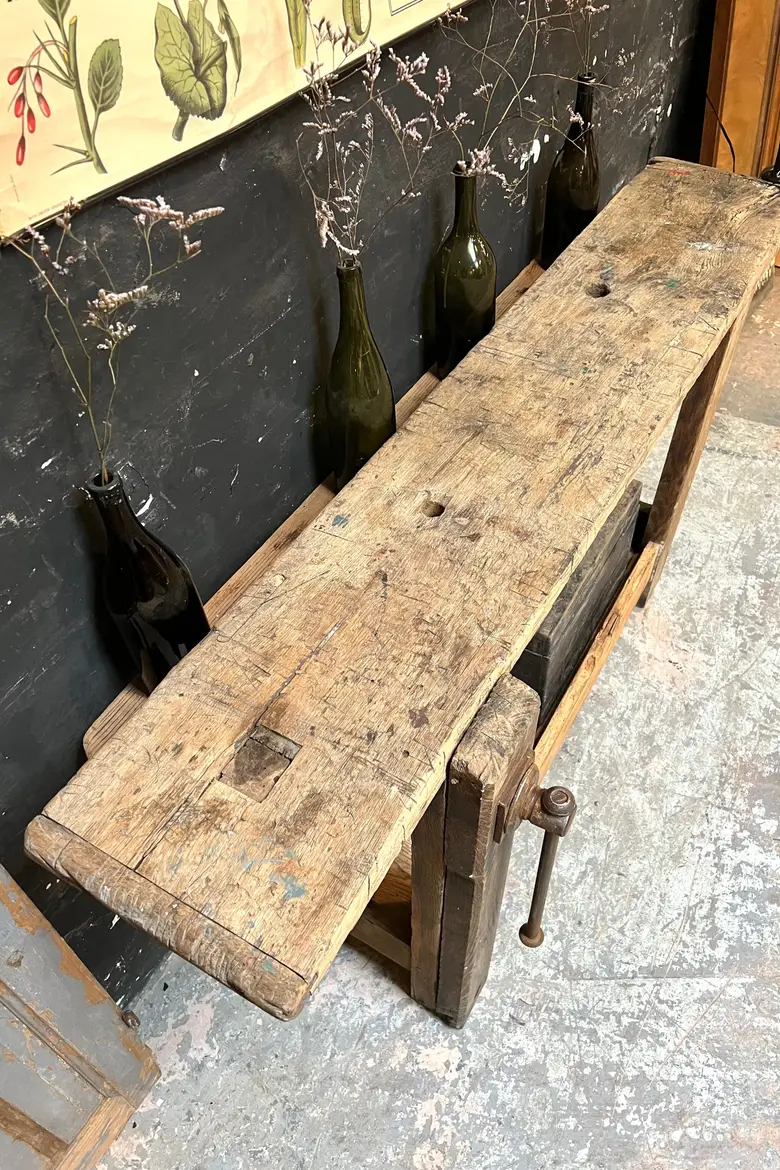 Ancien établi en bois Début XXème double face