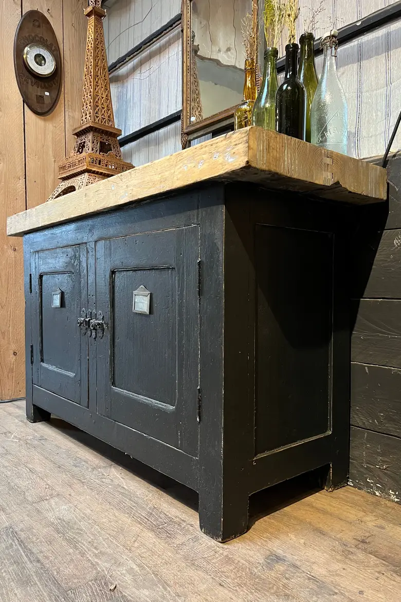 Ancien établi en chêne 2 Portes Début XXème