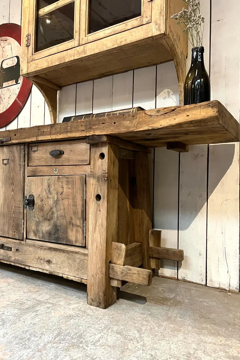 Ancien établi en chêne Début XXème