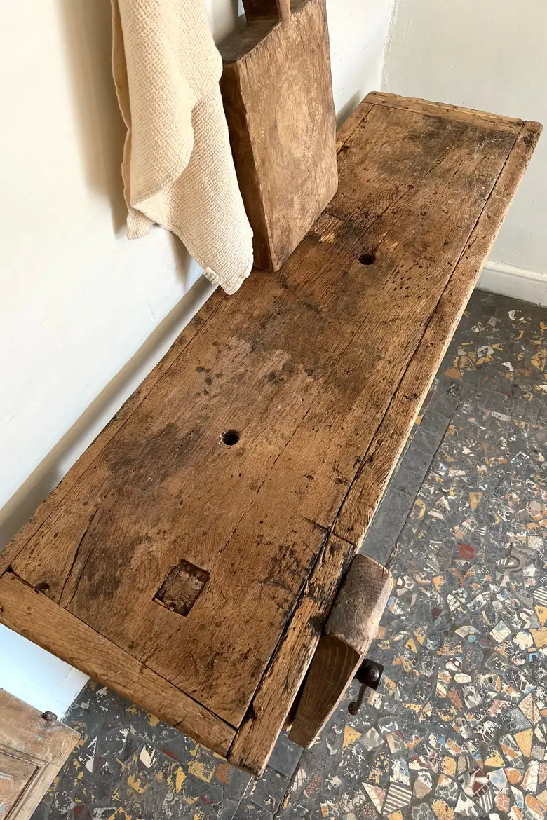 Ancien établi en chêne Début XXème