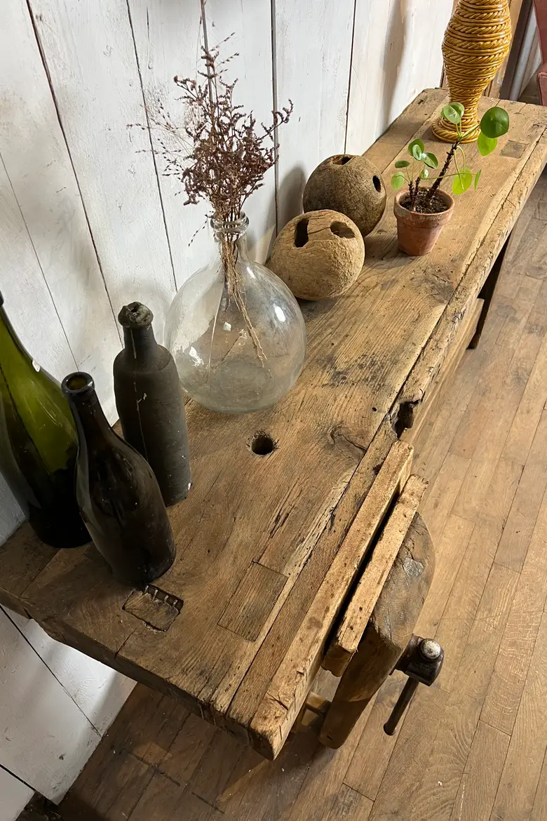 Ancien établi en chêne Début XXème