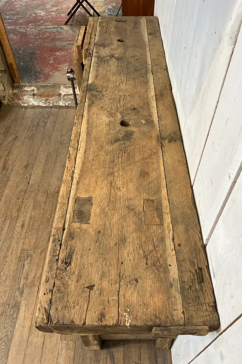 Ancien établi en chêne Début XXème