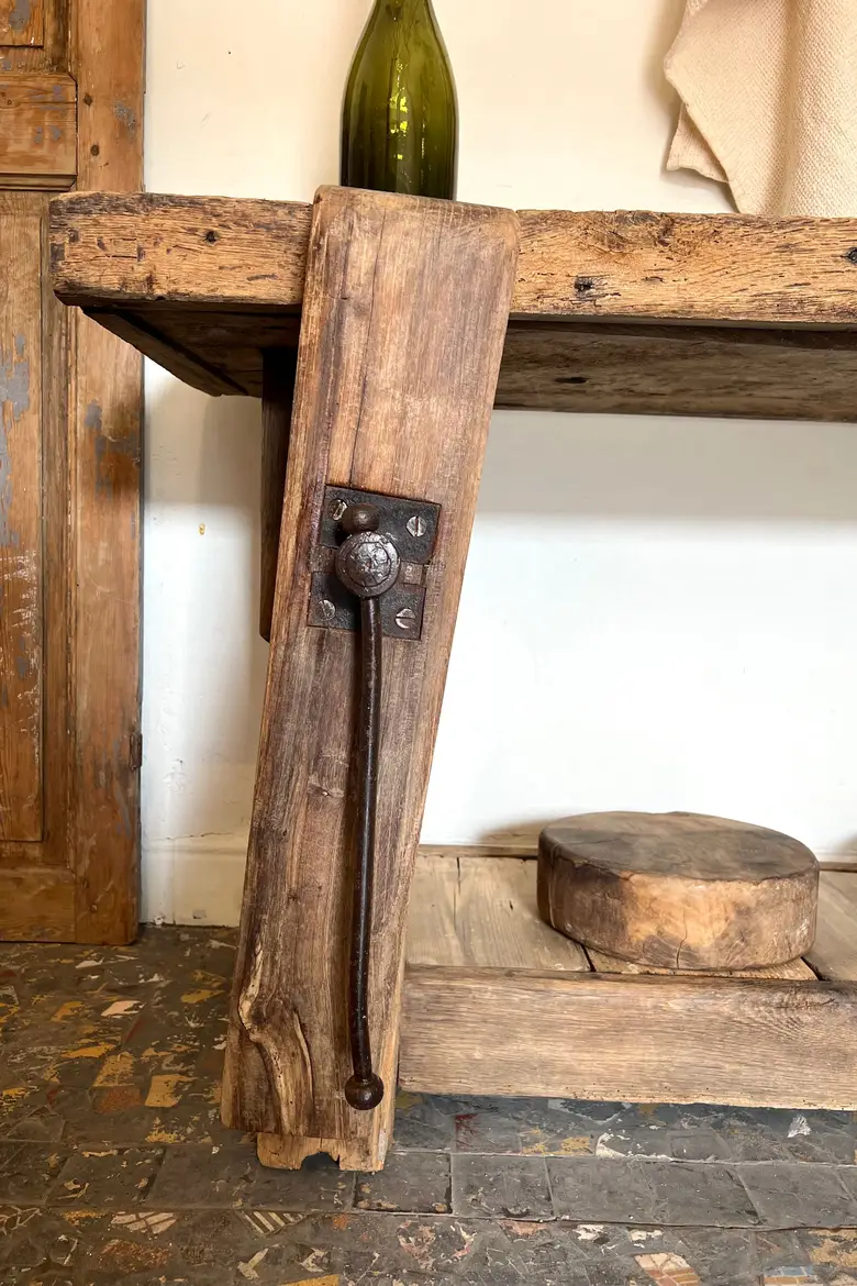 Ancien établi en chêne Début XXème