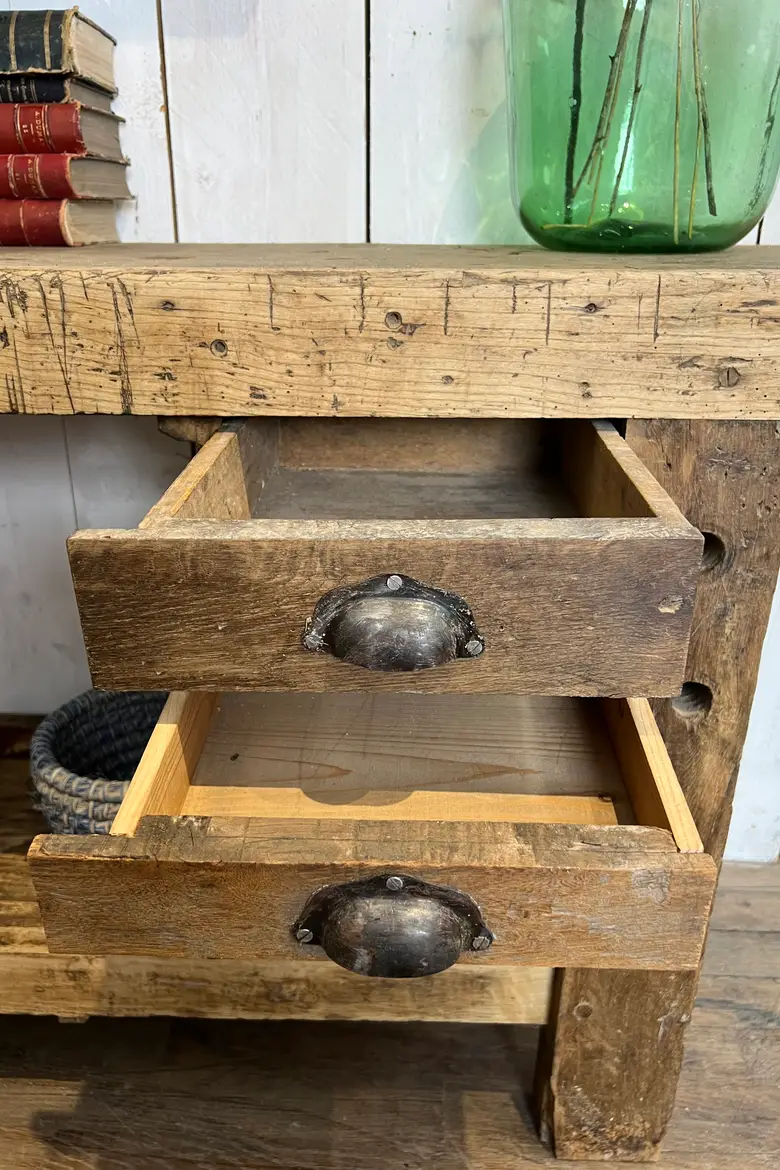 Ancien établi en chêne Début XXème