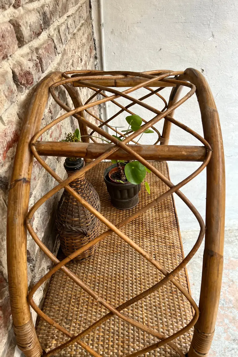 Ancien étagère en rotin vintage Années 70