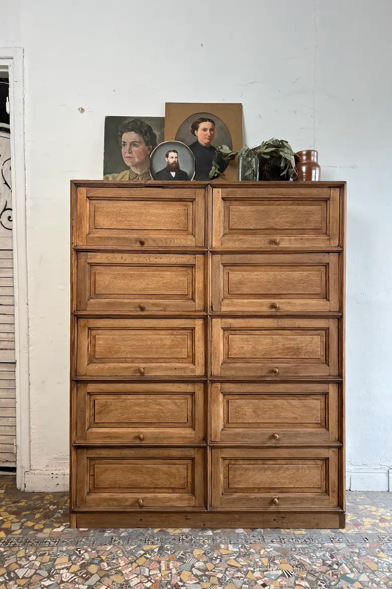 Ancien meuble à clapets en chêne – Début XXe