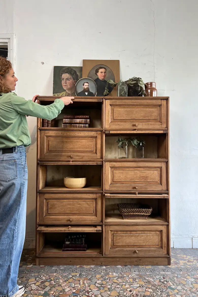 Ancien meuble à clapets en chêne – Début XXe