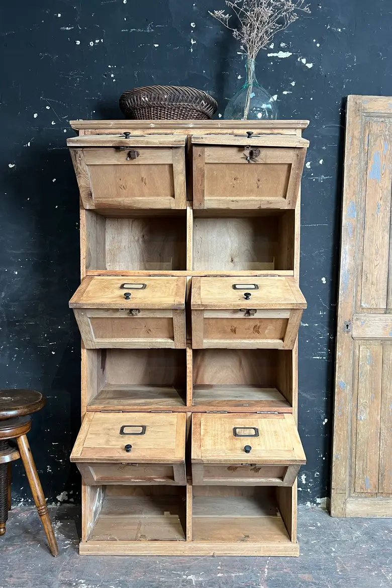 Ancien meuble à clapets en hêtre Début XXème